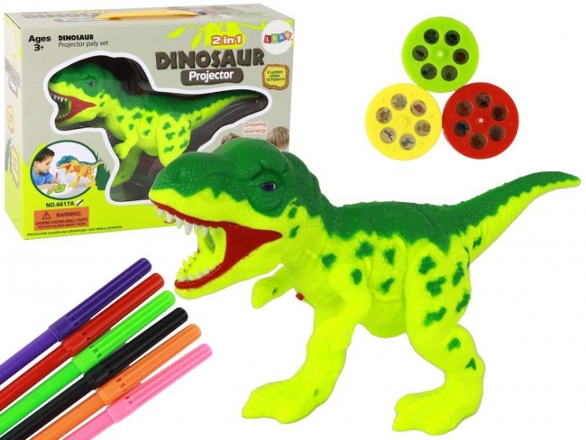 <img src='https://webimage.pl/pics/432/8/d5905884458013.jpg' style='height:440px' /> Projektor dinozaur do rysowania + pisaki
