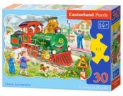 Puzzle konturowe 30: Green Locomotive (B-03433)