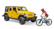 Bruder Jeep Wrangler Rubicon + rower i figurka kolarza