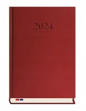 Kalendarz Stacjonarny 2024, dzienny A4 bordowy