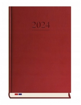 Kalendarz Stacjonarny 2024, dzienny A4 bordowy (T-229V-B)