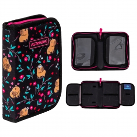 Astrabag, Piórnik pojedynczy dwuklapkowy bez wyposażenia - Flower Capy, AC1
