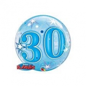 Balon foliowy Godan 30 urodziny bubble gwiazdki niebieski 56 cm (48443)