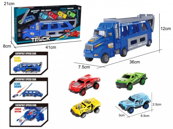 Zestaw pojazdów: Ciężarówka + 6 metalowych aut (006582)