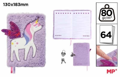 Notes pluszowy z kłódką Unicorn