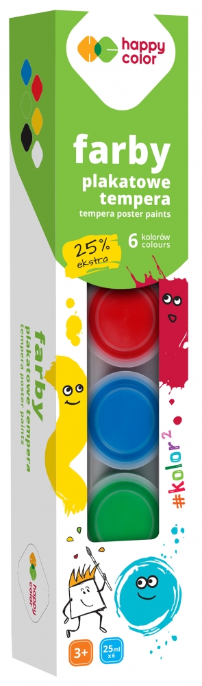 Farby plakatowe tempera Happy Color, 6 kolorów x 25ml (HA 3310 0025-K6)