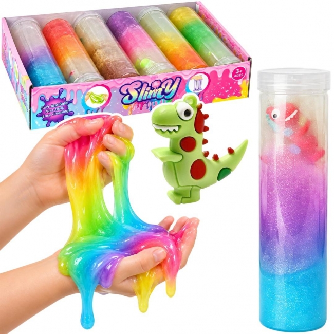 Masa magiczna slime brokatowa z dinozaur