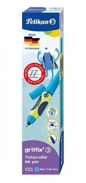 Pióro kulkowe Griffix praworęczne neon nieb
