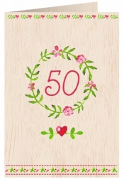 Karnet drewniany C6 + koperta Urodziny 50