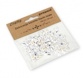 Koraliki literki białe 7x7mm 100szt