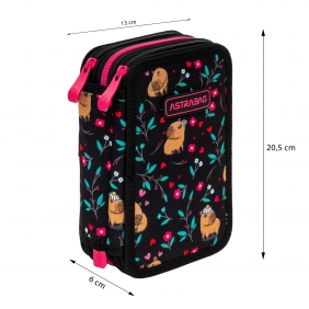 Astrabag, Piórnik Jumbo potrójny z wyposażeniem - Flower Capy, AC31