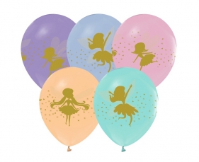 Balon gumowy Godan Happy Birthday Wróżki pastelowy 5 szt mix 300 mm 12cal (GZ-WRO5)