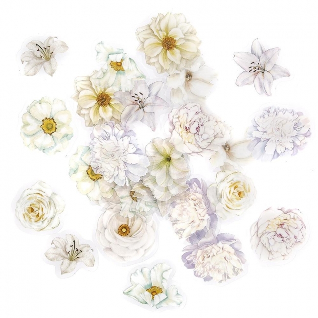 Naklejki PET kwiaty moonlight white 30szt