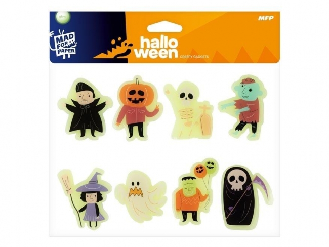 Naklejki Halloween żelowe świecące mix