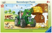 Ravensburger, Puzzle ramkowe 15: Traktor na polu (6044)