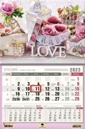 Kalendarz 2023 ścienny jednodzielny Love