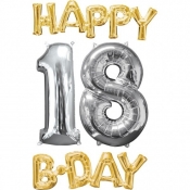 Balon foliowy Happy Birthday 18, 4 sztuki (3594401)