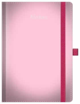 Notes A5 pastelowy z gumką różowy kratka biały papier