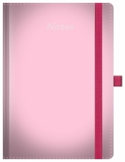 Notes A5 pastelowy z gumką różowy kratka biały papier