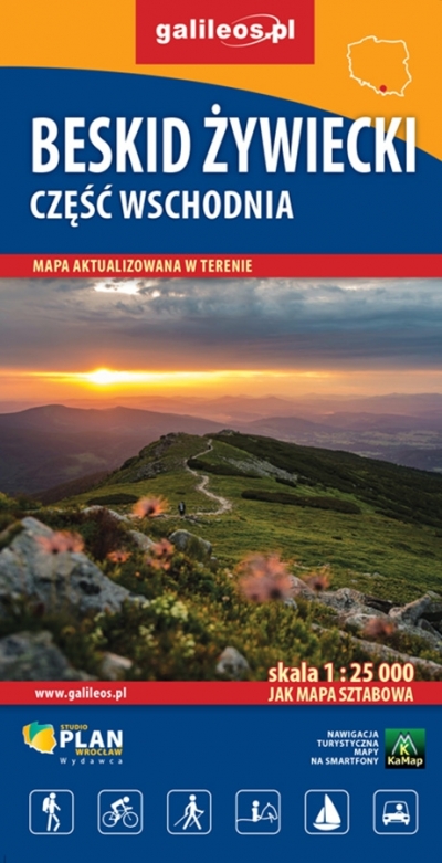 Beskid Żywiecki Część wschodnia. Mapa turystyczna w skali 1:25 000