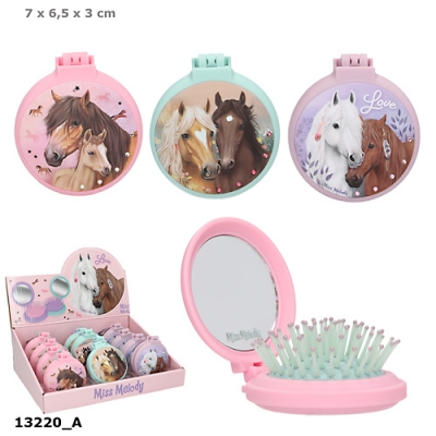 <img src='https://webimage.pl/pics/445/4/d4010070704445.jpg' style='height:440px' /> Szczotka składana z lusterkiem Miss Melody 1szt.mix 13220A