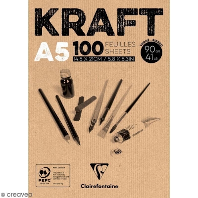 Blok brązowy KRAFT A5/100K klejony 90g