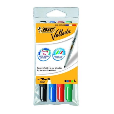 Marker suchościeralny Velleda 4szt BIC