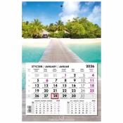 Kalendarz 2026 jednodzielny główka płaska Malediwy