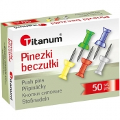 Pinezki beczułki Titanum, 50 szt. - kolorowe (80610)
