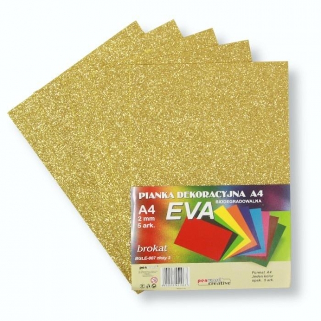 Pianka brokatowa A4 Eva złota biodegrad. 5szt