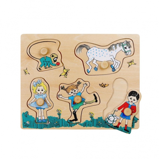 Drewniana układanka puzzle z uchwytami Pippi