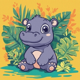 Malowanie po numerach - Hipopotam w tropikach Kids