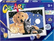 Ravensburger, CreArt dla dzieci: Pies z kotkiem nocą (20045)