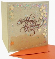 Karnet kwadrat NMH-005 konfetti Urodziny złote