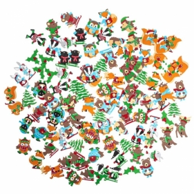 Naklejki z pianki zimowe zwierzątka 120szt