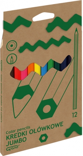 Kredki ołówkowe Jumbo lakierowane12 kolorów