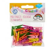 Mini spinacze drewniane kolorowe 50 sztuk - tęczowe klamerki (335119026)