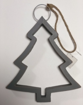 Zawieszka świąteczna drewniana szara choinka 23cm