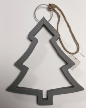 Zawieszka świąteczna drewniana szara choinka 23cm