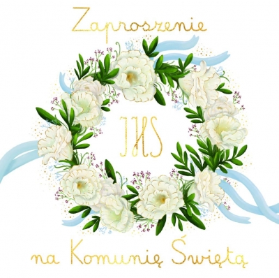 Zaproszenie - Komunia wianuszek (5szt)