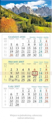 Kalendarz 2017 Trójdzielny. Dolomity