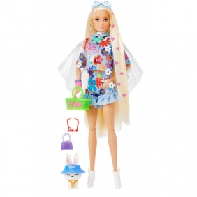 Barbie Extra - Komplet w kwiatki, blond włosy (GRN27/HDJ45)