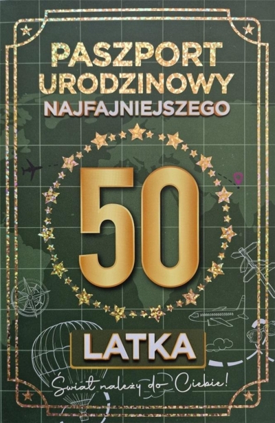 Karnet Urodziny 50 Nowy paszport męskie