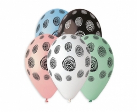 Balon gumowy Godan Spiralne groszki 33 cm/5 sztuk pastelowy mix 330 mm 13cal (GS120/864)