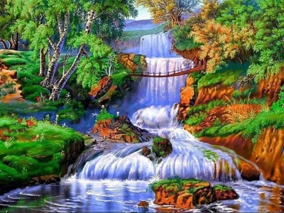 <img src='https://webimage.pl/pics/452/9/d5902444049452.jpg' style='height:440px' /> Diamentowa Mozaika Wodospad w leśnych skarpach NO-1004945