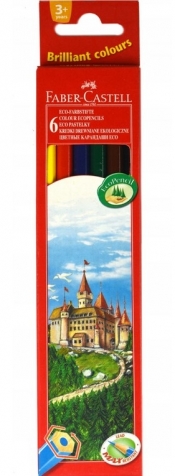 Kredki drewniane sześciokątne Zamek, 6 kolorów