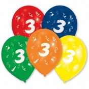 Balony lateksowe cyfra 3, 10 sztuk (48945)