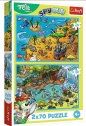 Puzzle 2x70 Trefliki w Krainie Zwierząt TREFL