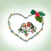 Karnet Swarovski kwadrat Święta Ptaszki w sercu