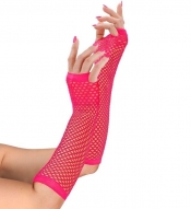 Długie rękawiczki bezpalcowe różowe neon